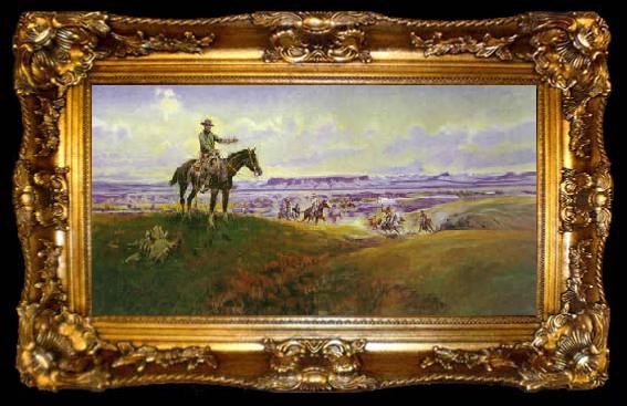 framed  Charles M Russell Sun Worship in Montana, ta009-2